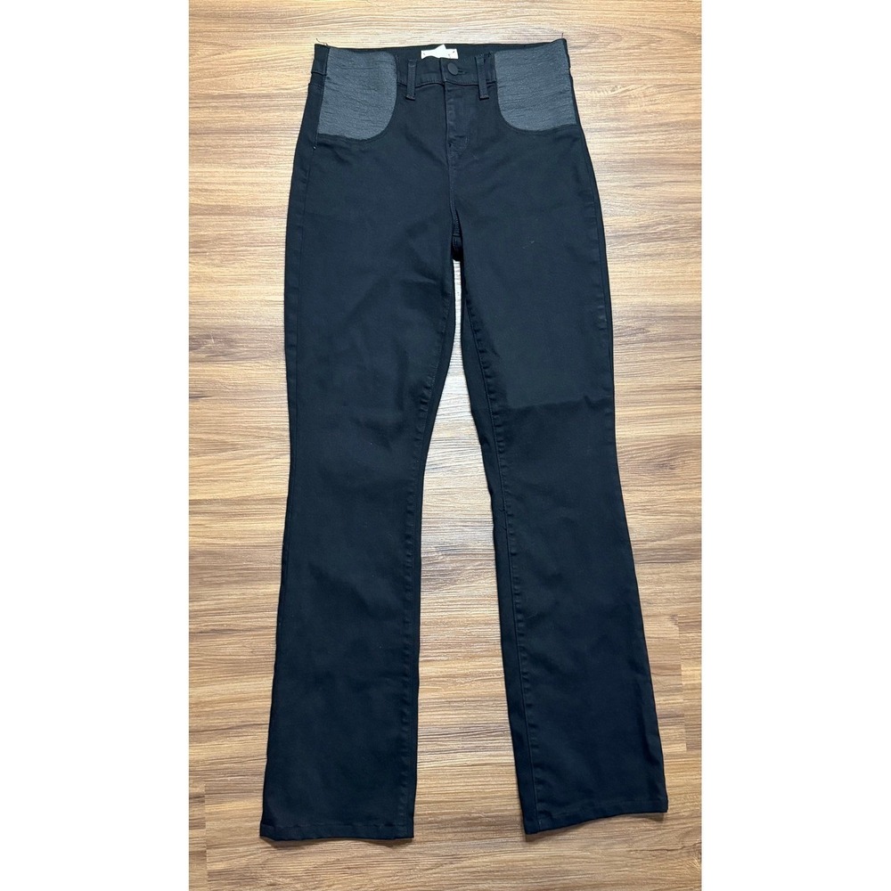 L'AGENCE Oriana High Rise Straight Leg Maternity Jeans Black Elastic Waist Sz 25